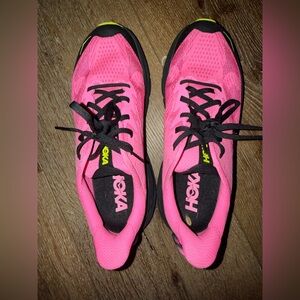 Hoka Lady Challenger 8 in size 8.  Women's Athletic Shoes in neon Rose / Black